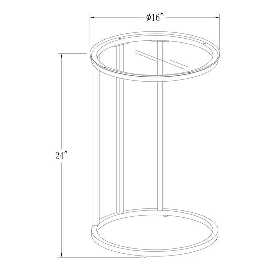 16" Gold Round C Table with Glass Top